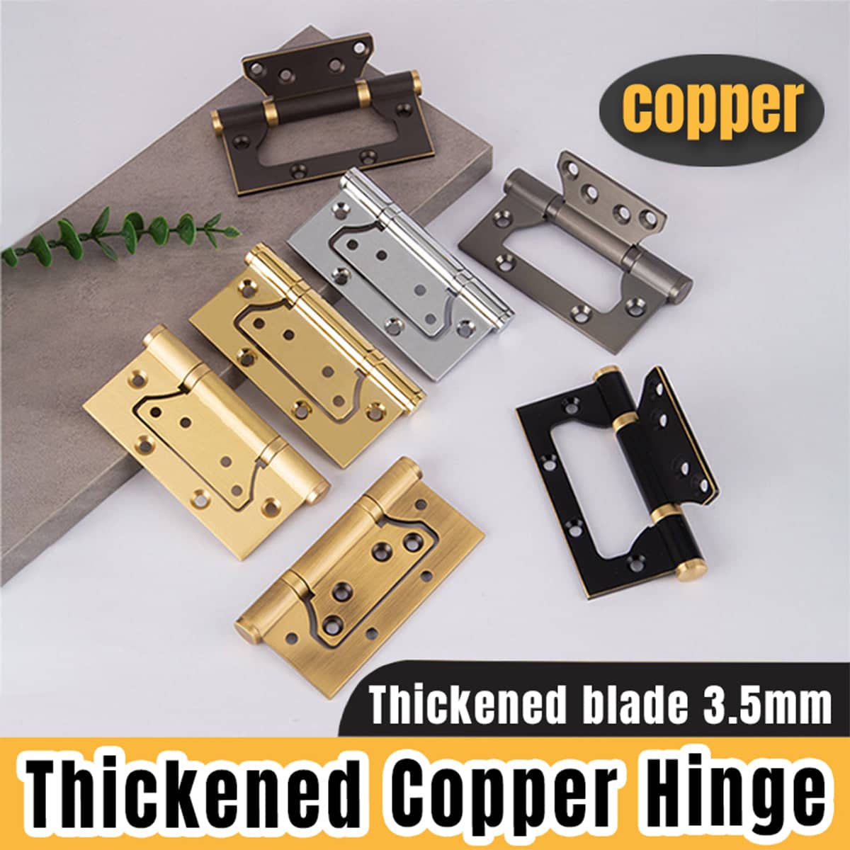 Copper Door Hinge, 3.5mm Thick Blade, Concealed Bearing - Dark Bronze - view 2