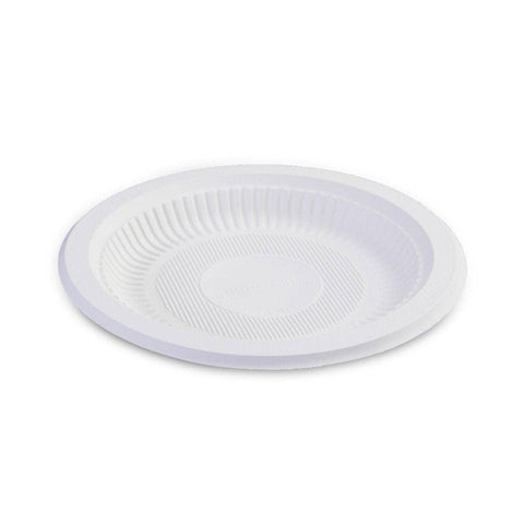 Corn Starch Degradable Dinner Plates - 7 Inch (17.8cm), Pack of 100