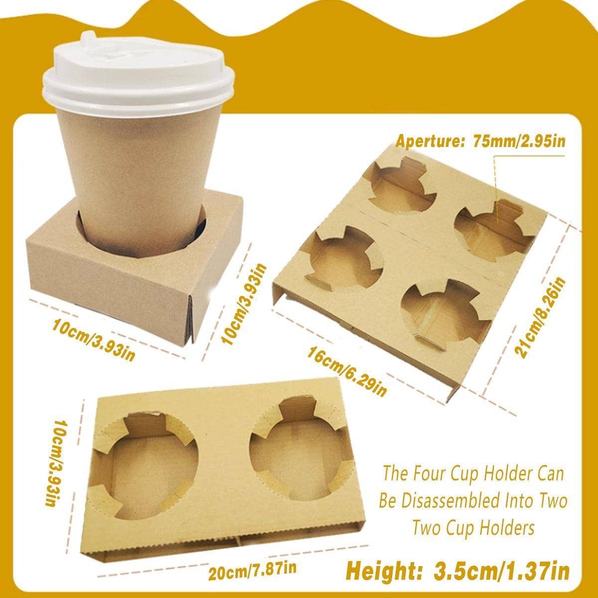 Corrugated Coffee Cup Holder with Kraft Paper Base - Four Cup, Pack of 100 - view 4