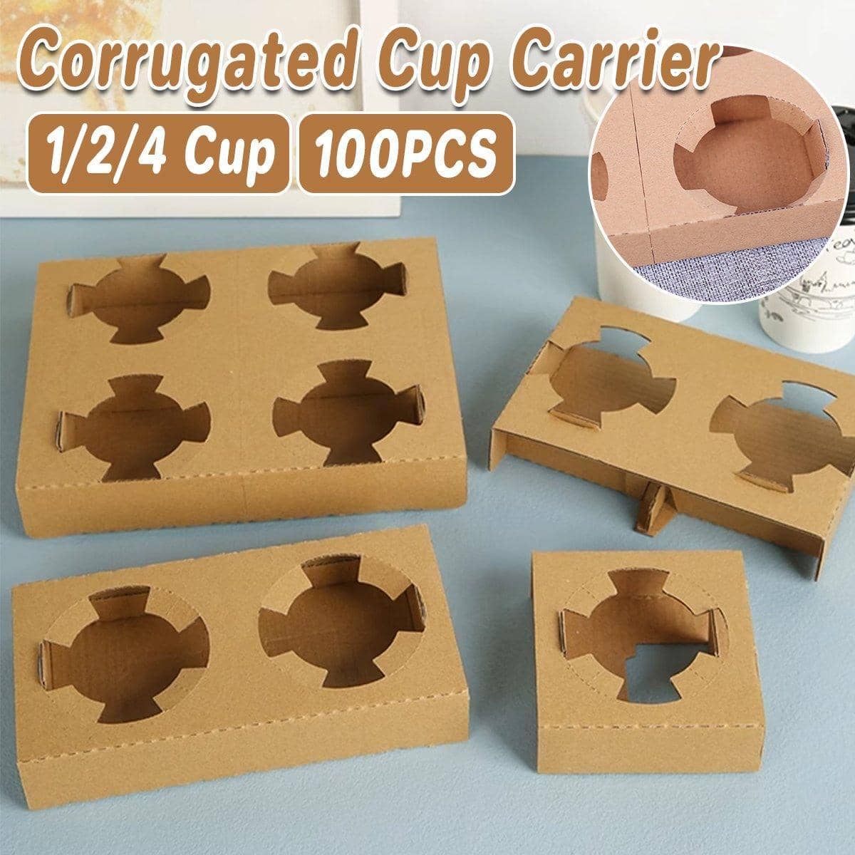 Corrugated Coffee Cup Holder with Kraft Paper Base - Single Cup, Pack of 100 - view 2