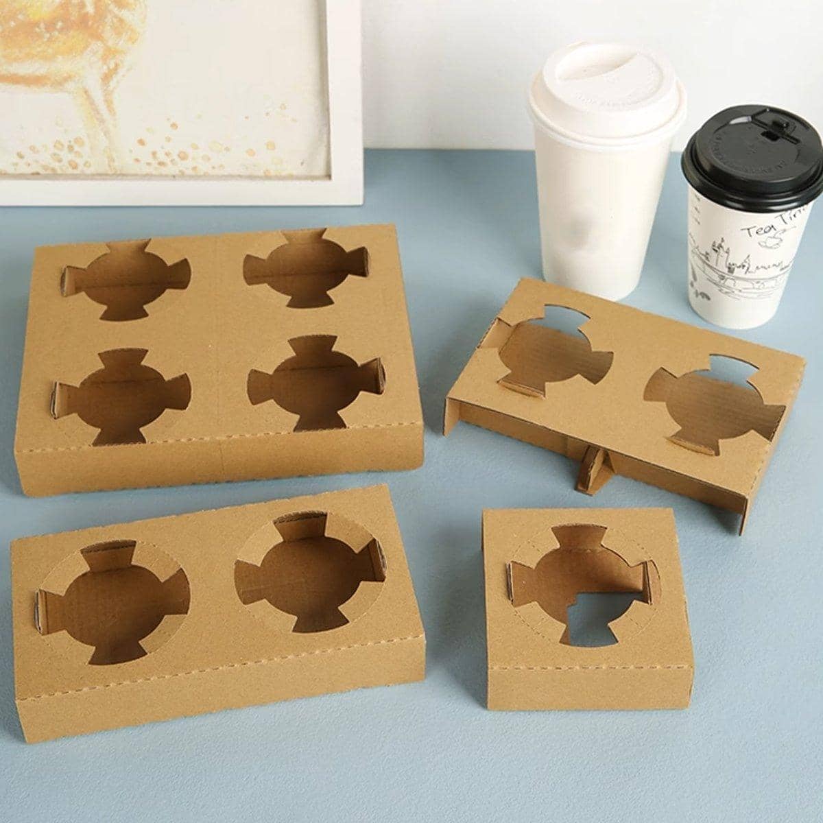 Corrugated Coffee Cup Holder with Kraft Paper Base - Single Cup, Pack of 100 - view 5