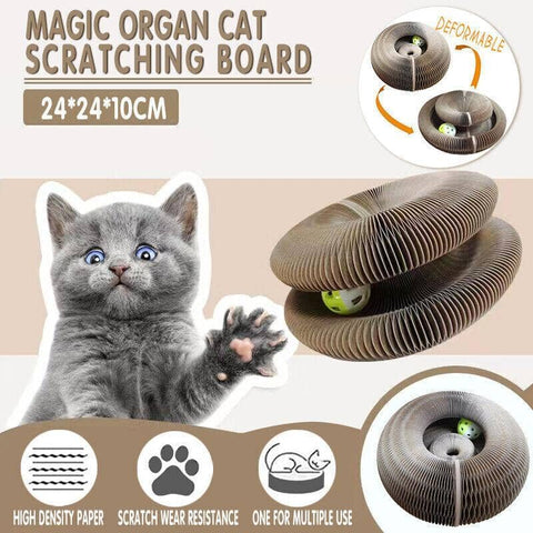Corrugated Paper Cat Scratching Board with Bell Ball Toy and Nest