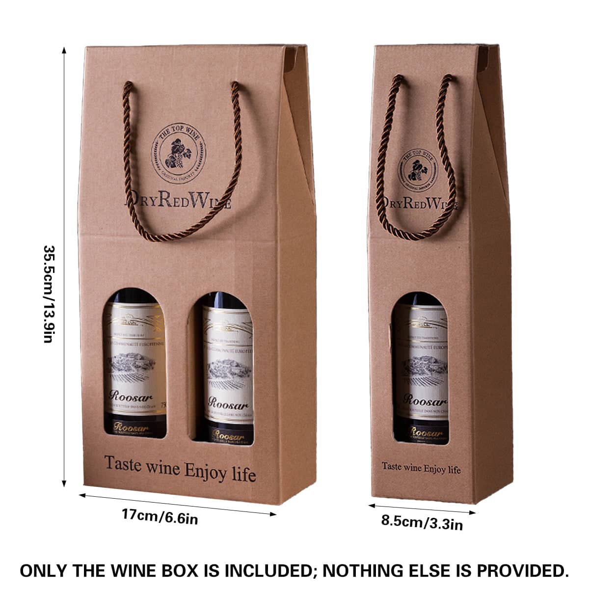 Corrugated Wine Gift Box with Rope Handles - Double Bottle - view 4