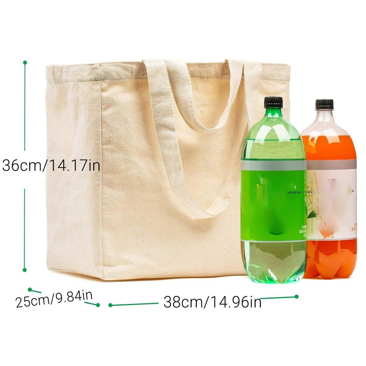 Cotton Canvas Tote Bag Set, Pack of 3, 38 x 25 x 36 cm - view 3