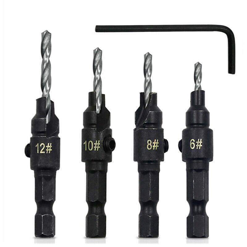 Countersink Drill Bit Set, 4 Pack - No. 6 to No. 12, Hex Shank - view 2