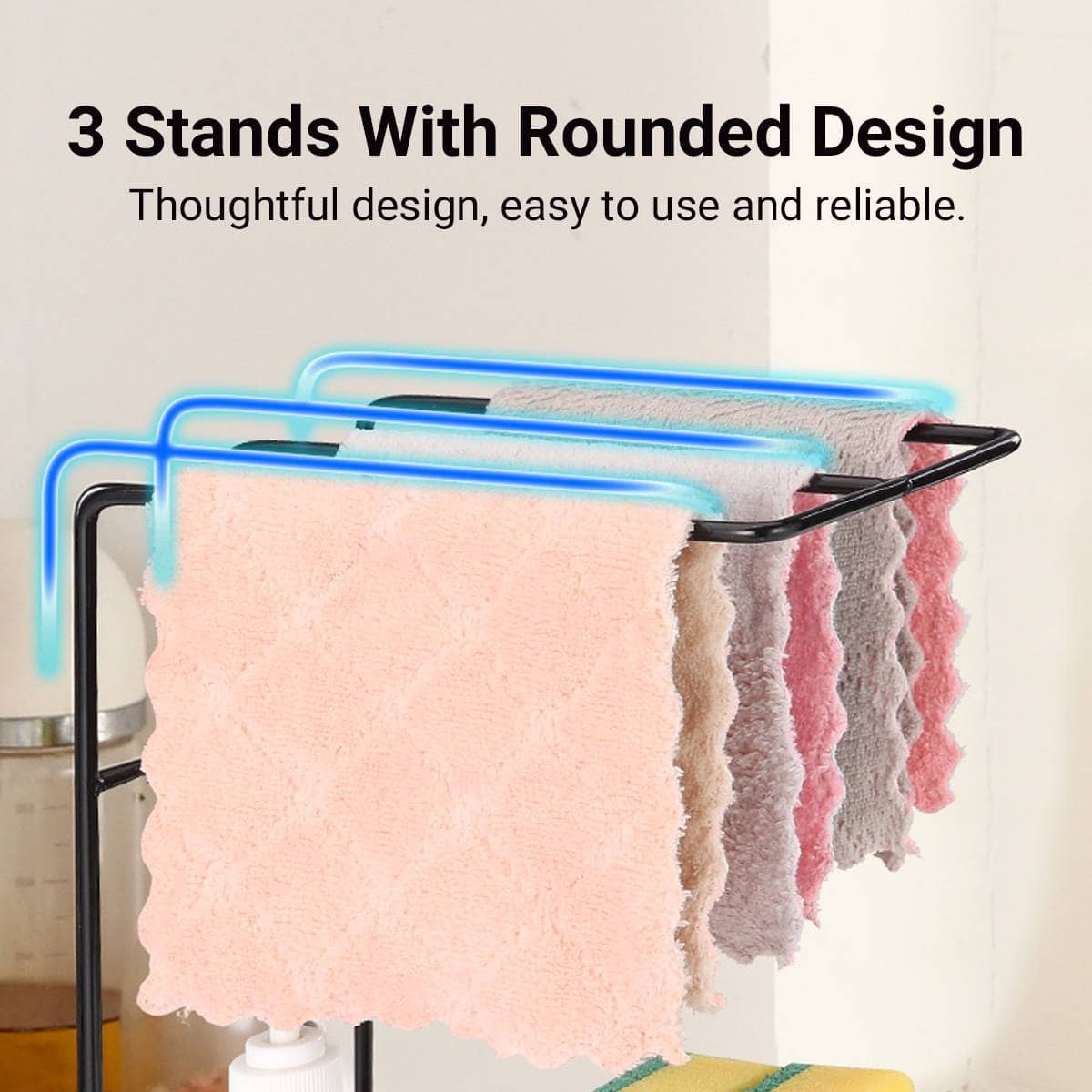 Countertop Kitchen Sink Caddy Organiser with Drain Rack and Cloth Rail - view 5