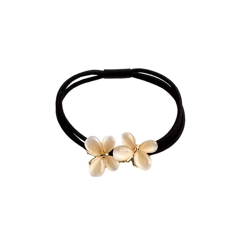 Crystal Elastic Hair Tie - Cream Butterfly Design