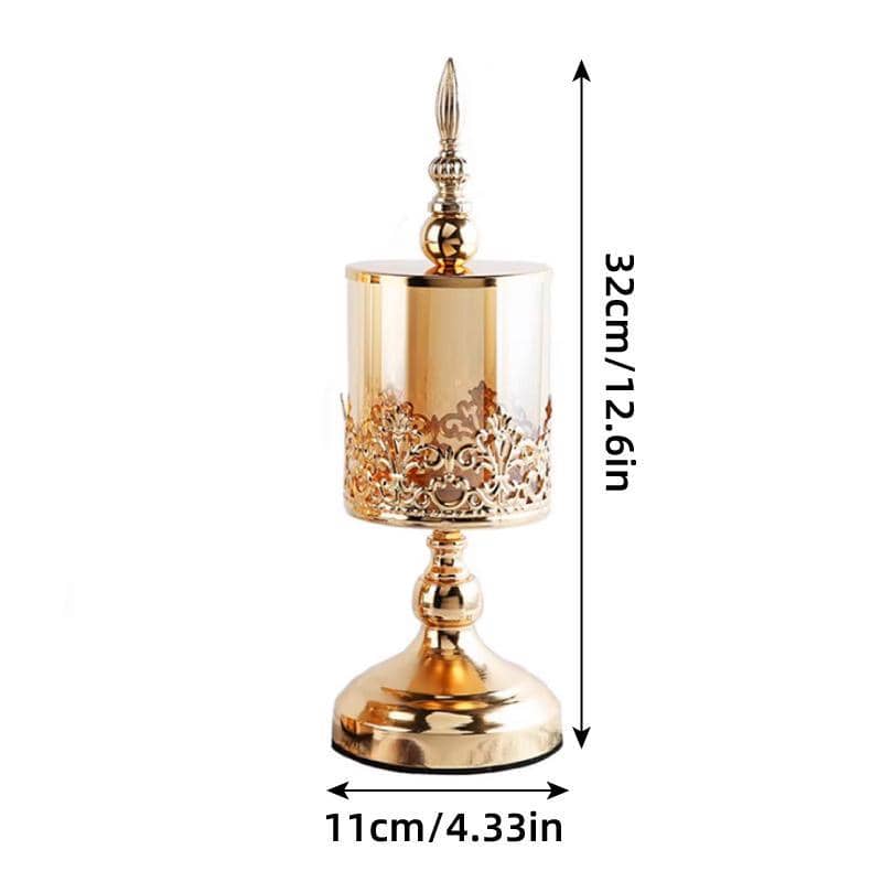 Crystal Glass Candy Jar with Gold Rose Lace Lid, Decorative Storage Jar - view 3