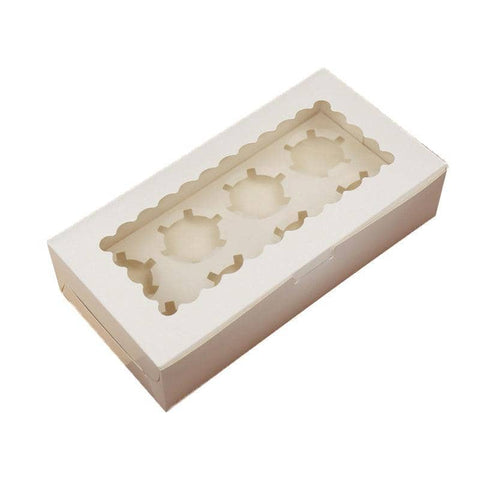 Cupcake Box Cases with Window, Kraft Paper - 8 Holes, Pack of 5
