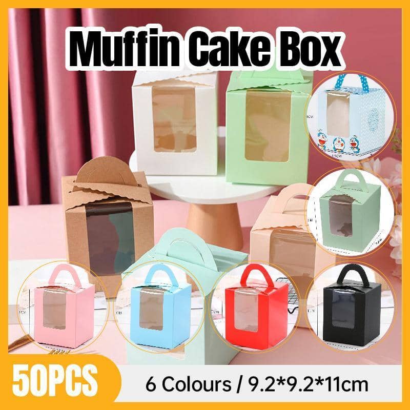Cupcake Boxes with Window and Handle, Pack of 50 - Pink - view 2