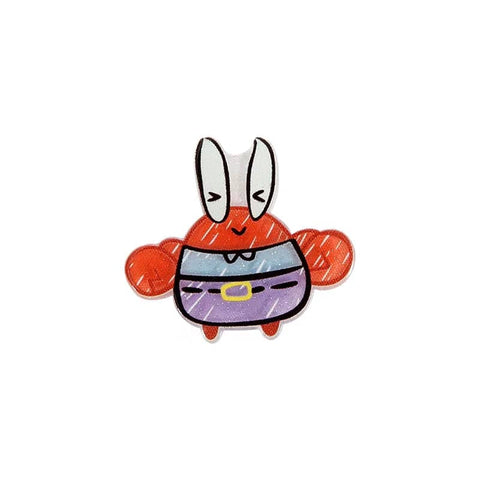 Cute Acrylic Duckbill Hair Clip Barrette - Red Crab with Purple Belt