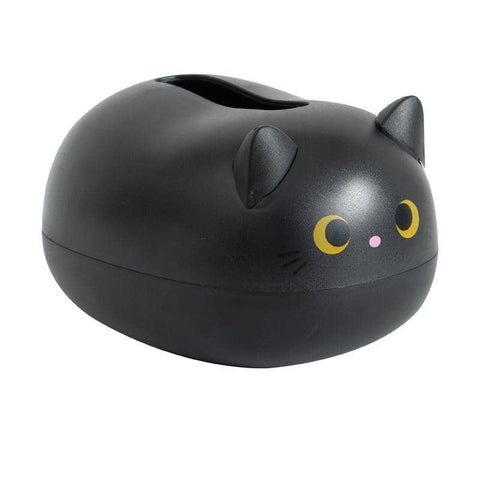 Cute Cat Shaped Tissue Box with Toothpick Holder and Wide Opening - Black