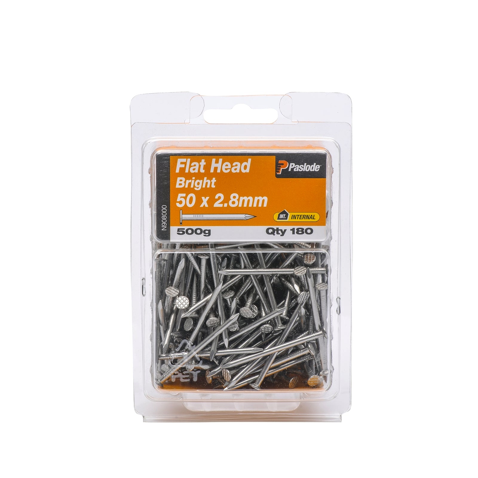 Paslode Bright Steel Flat Head Nails 50 x 2.8mm 500g - 180 Pack