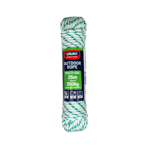 Grunt Outdoor Rope 6mm x 25m UV Safe Durable Braided PP - SuperSaverAU - view 1