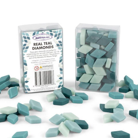 Mandala Art Real Teal Diamond Glass Mosaic Tiles 12 x 20mm Indoor/Outdoor
