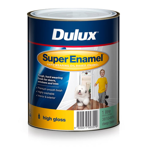 Dulux Super Enamel High Gloss Oil Based Paint 1L Deep Base, Interior & Exterior, Tintable