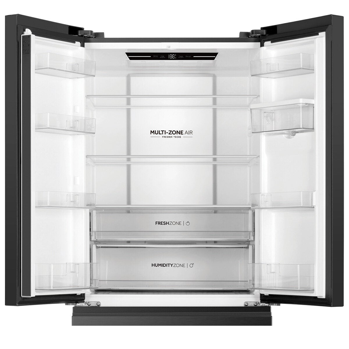 Haier 509L French Door Fridge - Black - Non-Plumbed Water Dispenser - 5 Star Energy - HRF510FHC