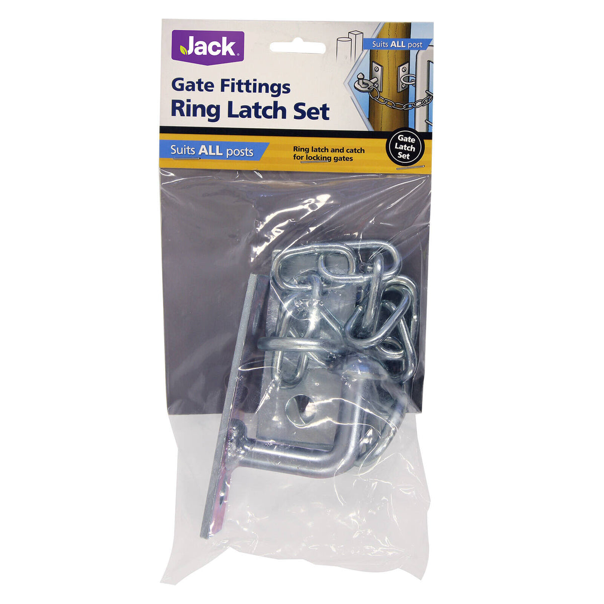 Whites Jack Ring Gate Latch Set, 13mm Steel, Ring Latch & Catch for Mesh or Rail Gates