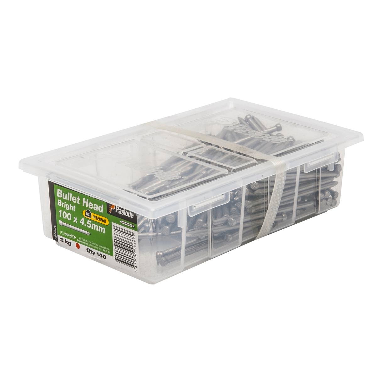 Paslode 100 x 4.5mm Bright Steel Bullet Head Nails - 2kg 140 Pack