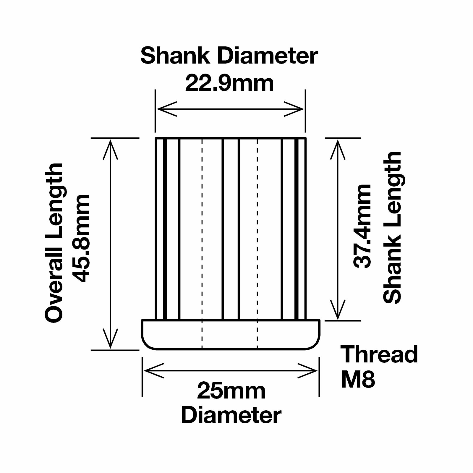 Richmond 25mm x M8 Zinc Plated Round Threaded Insert 2 Pack