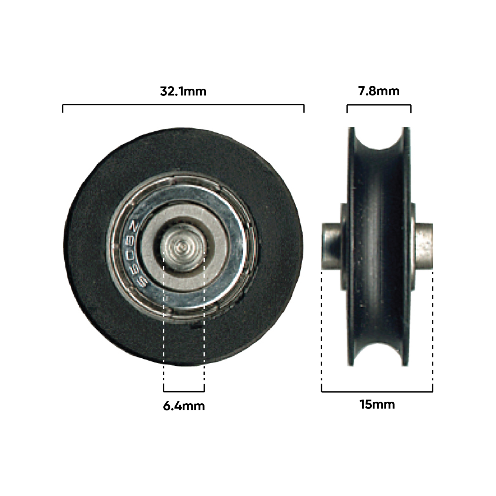 Rolltrak 32mm Nylon Concave Roller - Patio Door Replacement
