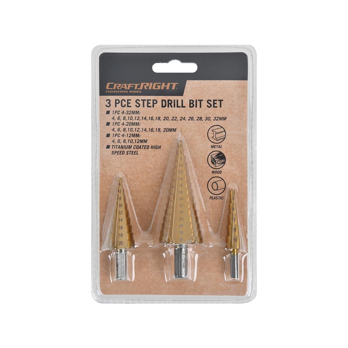 Craftright 3 Piece Step Drill Bit Set