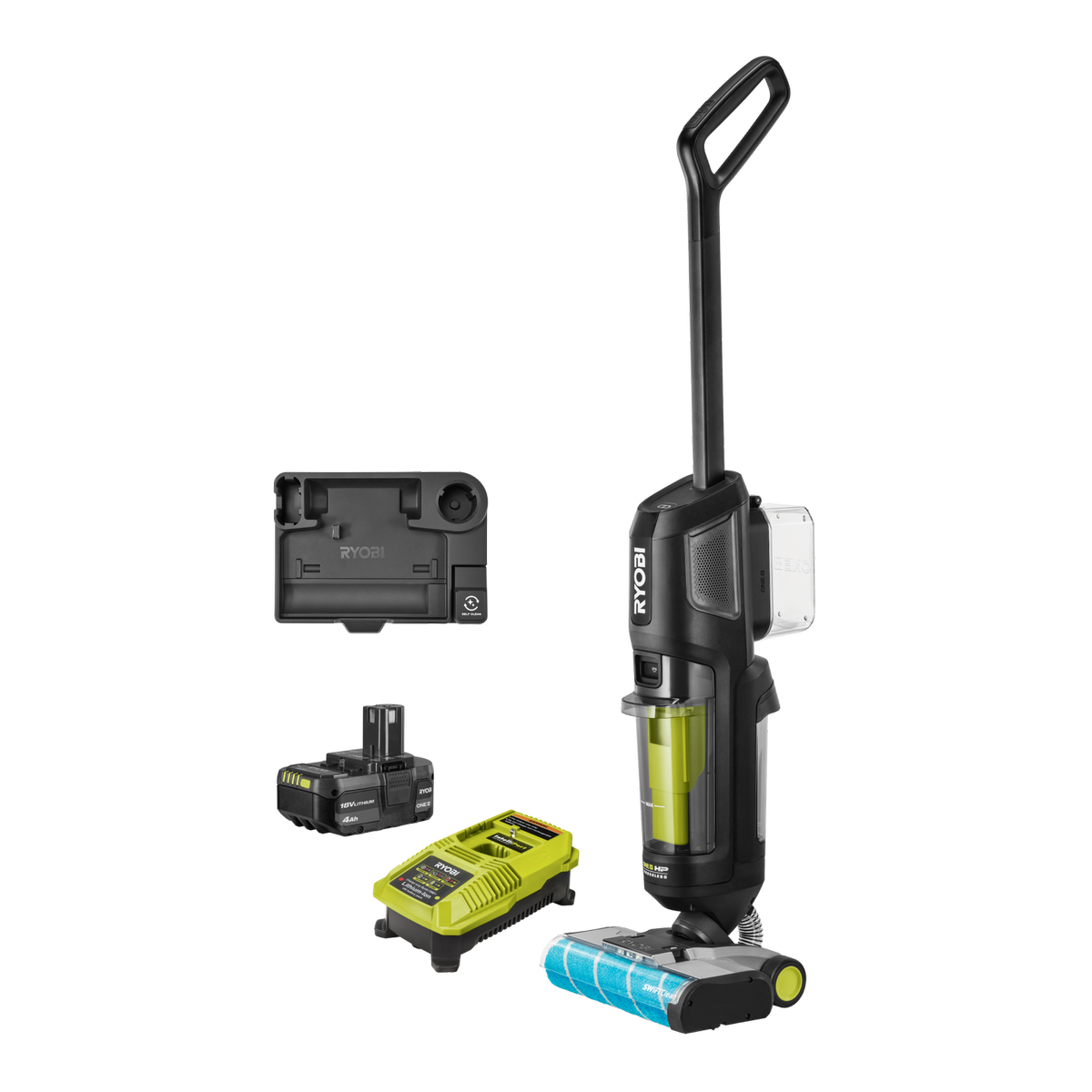 Ryobi 18V ONE+ HP Brushless Wet & Dry Hard Floor Cleaner Kit, Cordless, 4.0Ah, RHFC18X14