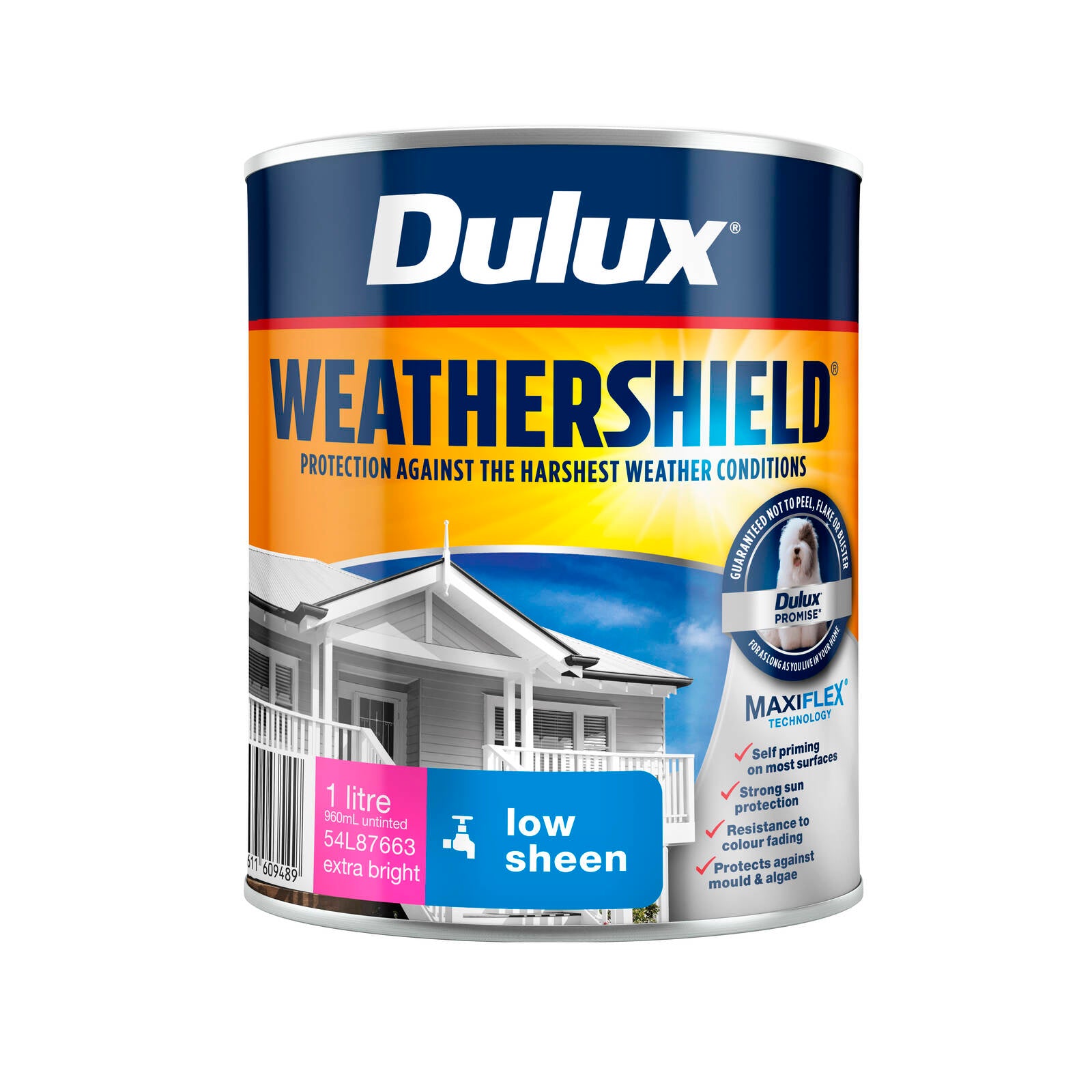 Dulux Weathershield 1L Extra Bright Low Sheen Exterior Paint