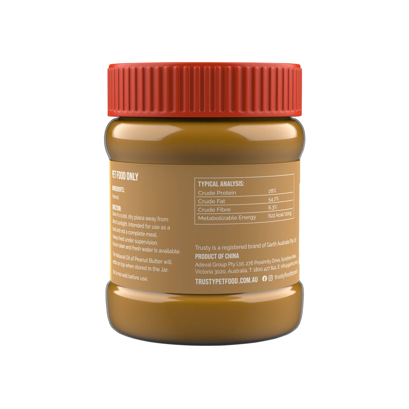 Trusty 350g Natural Peanut Butter Dog Treats Spread
