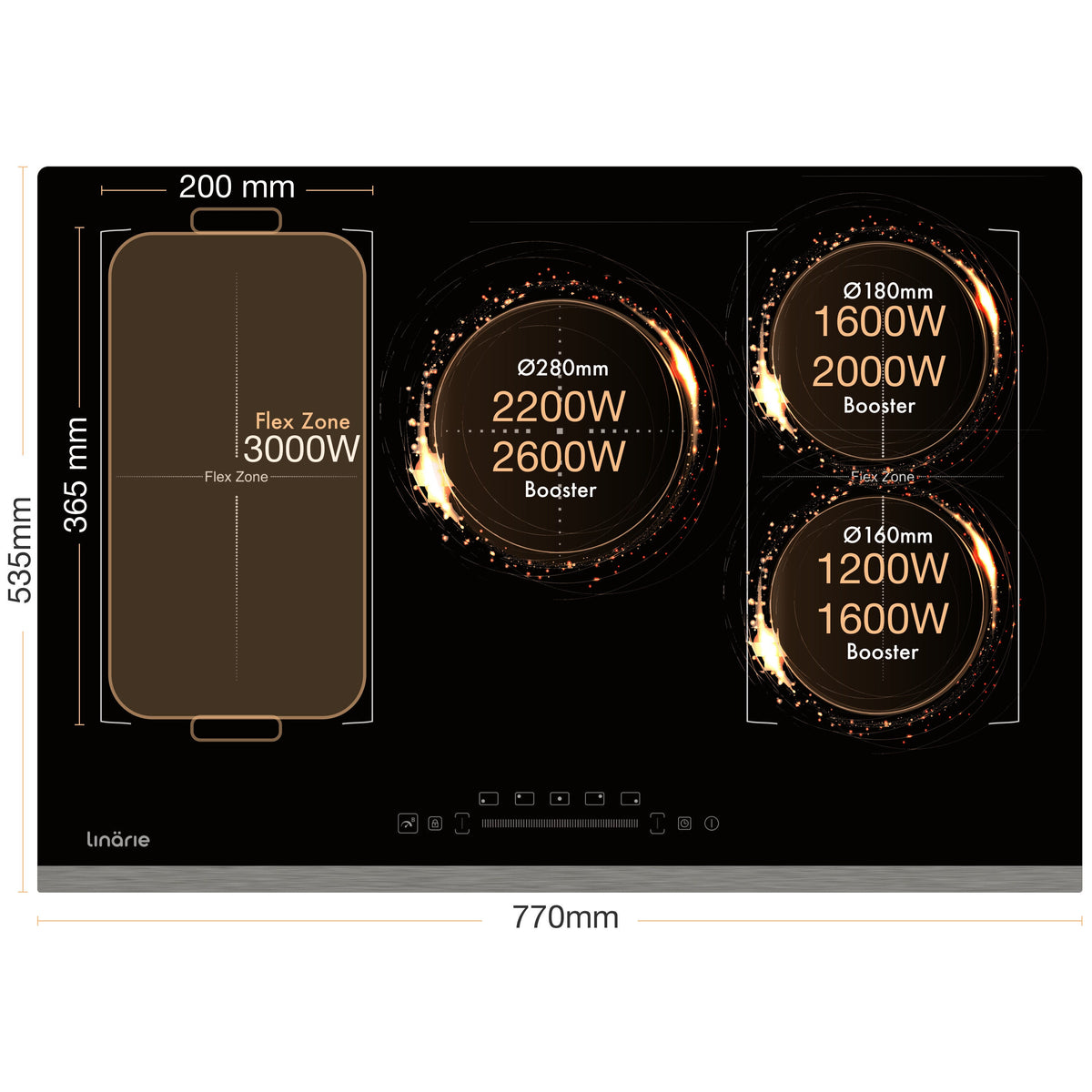 Linarie 77cm induction cooktop - double Flex Zone - nine power levels - booster function - LS80I2F1Z