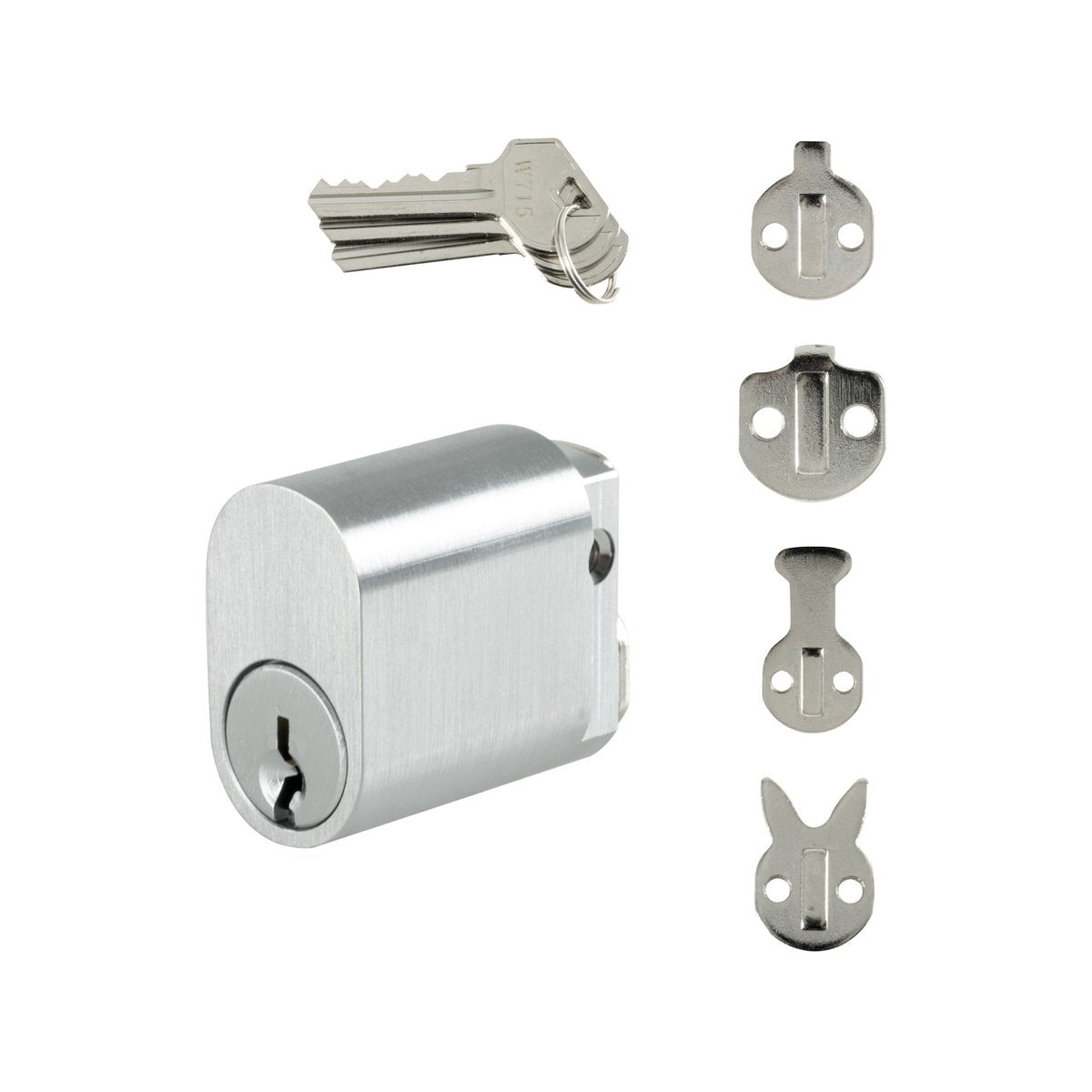 Rolltrak Commercial Security Oval Cylinder Lock, Satin Chrome 6-Pin