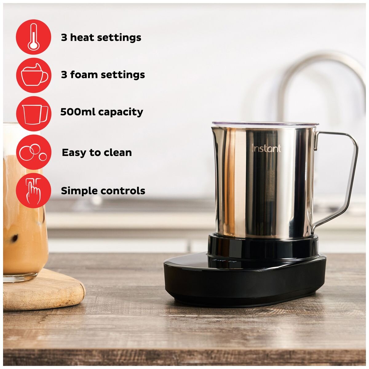 Instant Pot Frother Station 500ml - Stainless Steel Jug, Hot and Cold Frothing - 140-3457-01-AU