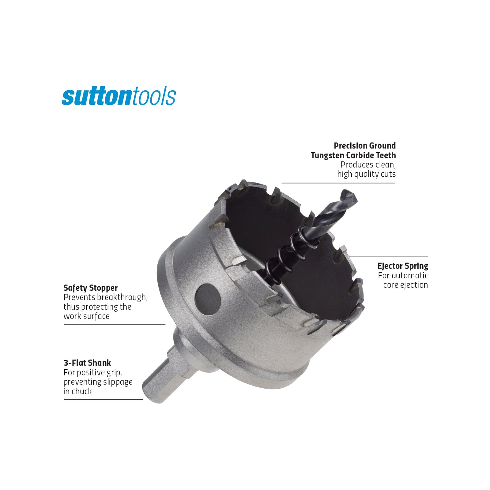 Sutton Tools 25mm TCT Holesaw for Steel, Stainless Steel, Aluminium & Fibreglass