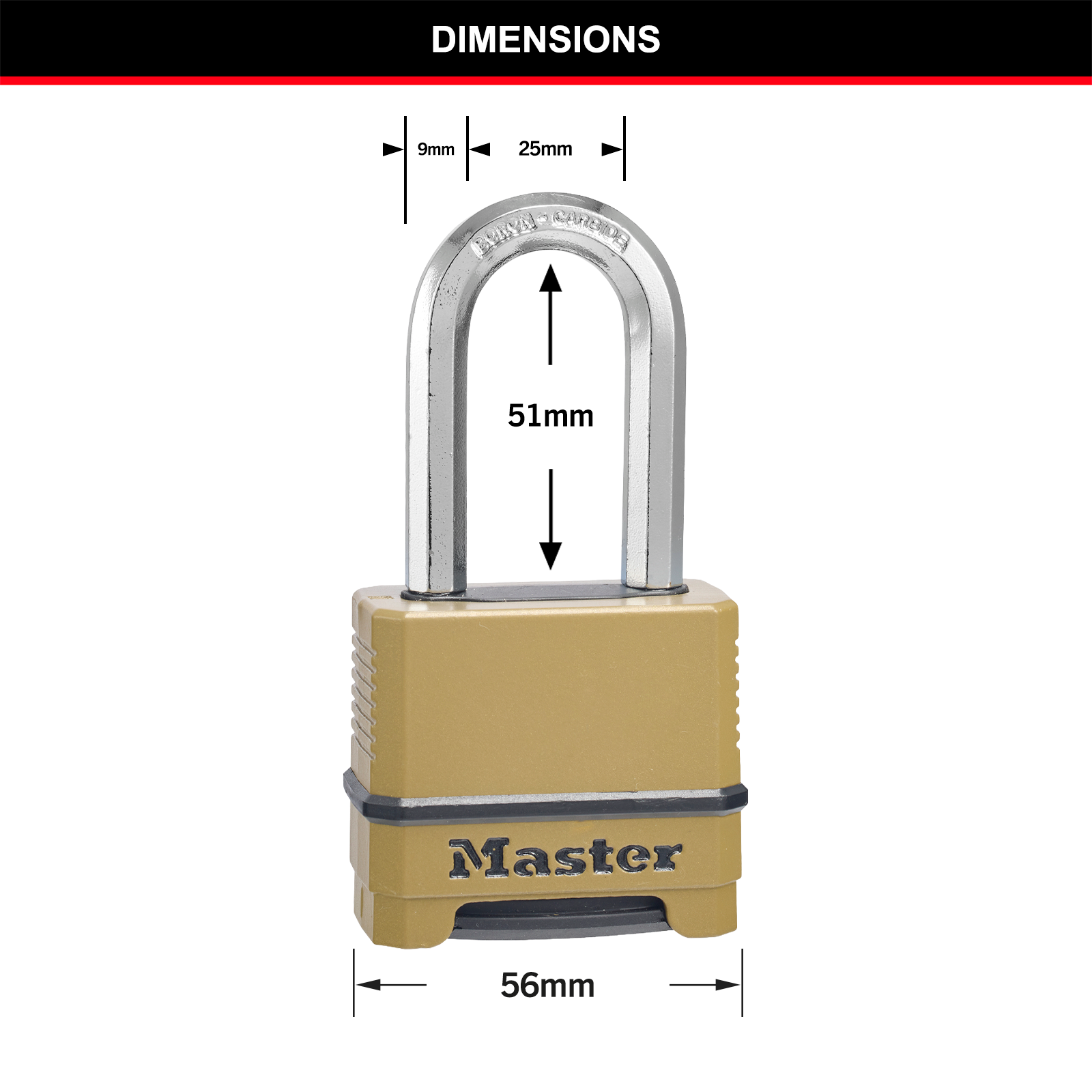 Master Lock Excell 56mm Laminated Steel Set-Your-Own Combination Padlock, 51mm Shackle