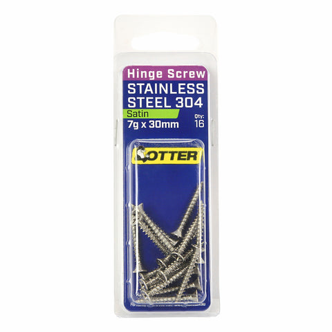 Otter 7 x 30mm Satin Stainless Steel 304 Hinge Screws - 16 Pack