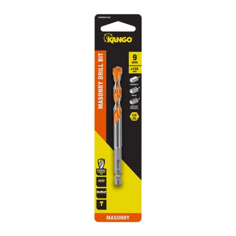 Kango 9 x 120mm Masonry Drill Bit, 1/4" Hex for Concrete & Brick