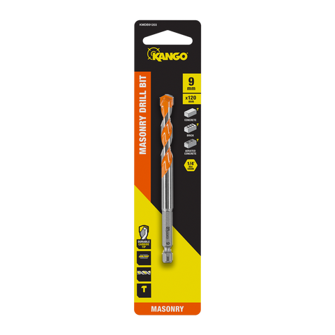 Kango 9mm x 120mm 1/4 Masonry Drill Bit - Durable Carbide Tip - Efficient Drilling - SuperSaverAU - view 1