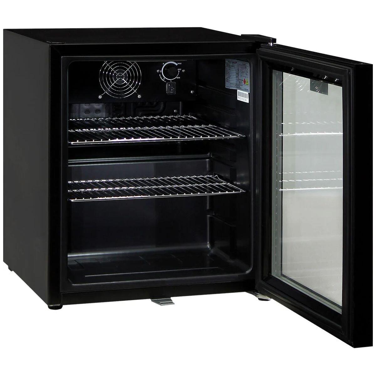 Schmick 50L Glass Door Mini Bar Fridge - Black, Lockable, Freestanding or Underbench - HUS-SC50AB