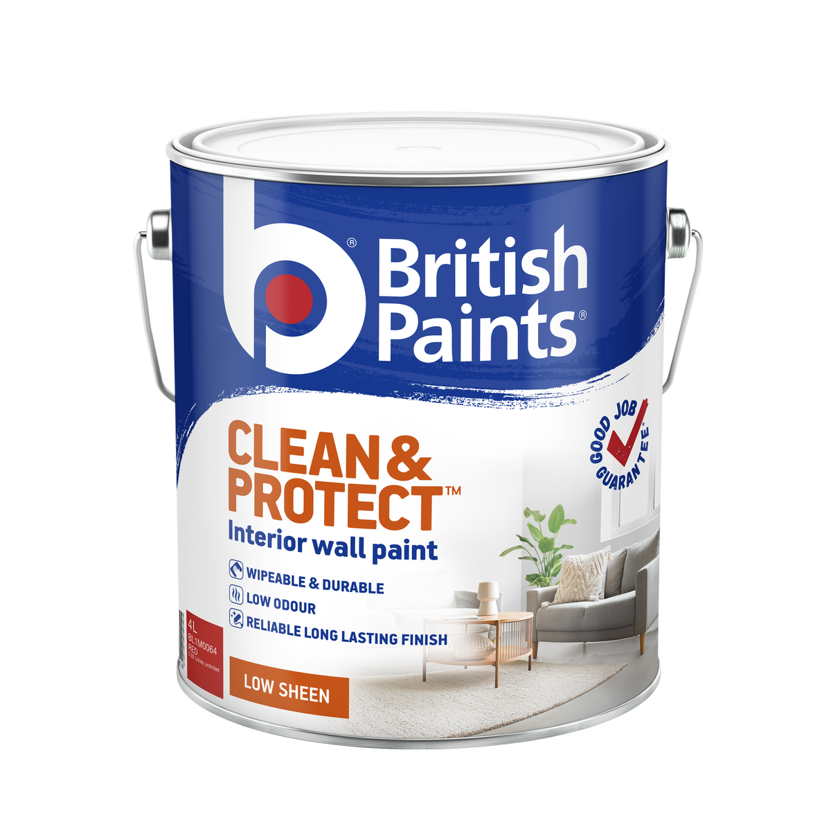British Paints 4L Red Low Sheen Interior Paint - Wipeable Finish - Low Odour - SuperSaverAU - view 1