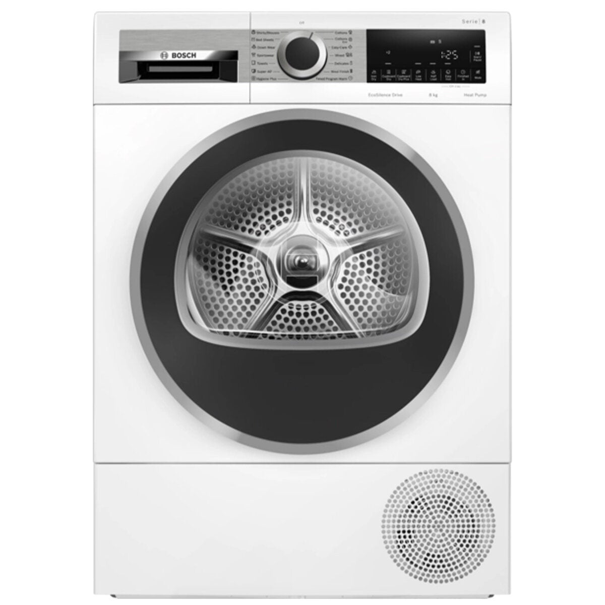 Bosch Series 8 8kg Heat Pump Dryer - 9 Star Energy Rating, Touch Controls, Drum Light - WQG235D8AU