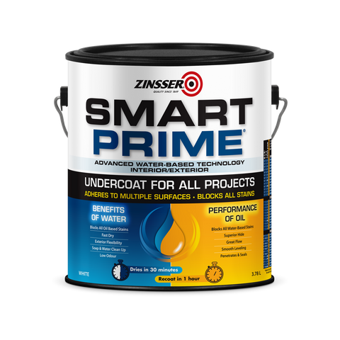 Zinsser Smart Prime Water-Based Undercoat White 3.78L Indoor Outdoor