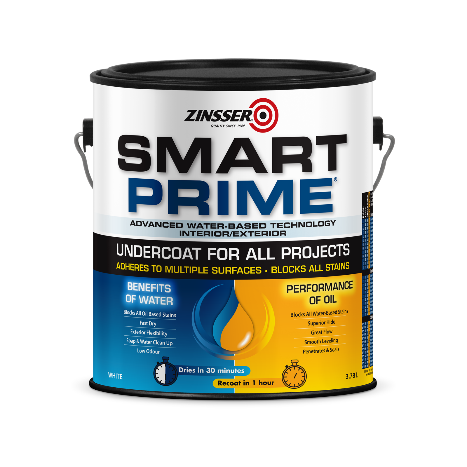 Zinsser Smart Prime Water-Based Undercoat White 3.78L Indoor Outdoor