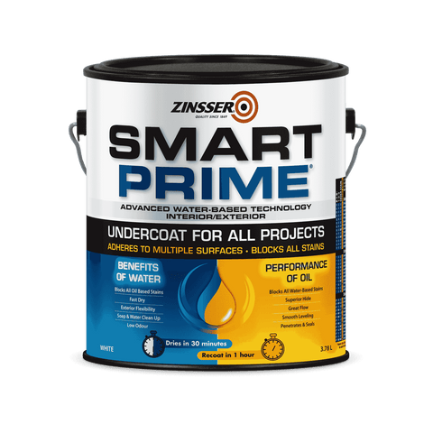 Zinsser Smart Prime Water-Based Undercoat White 3.78L Indoor Outdoor