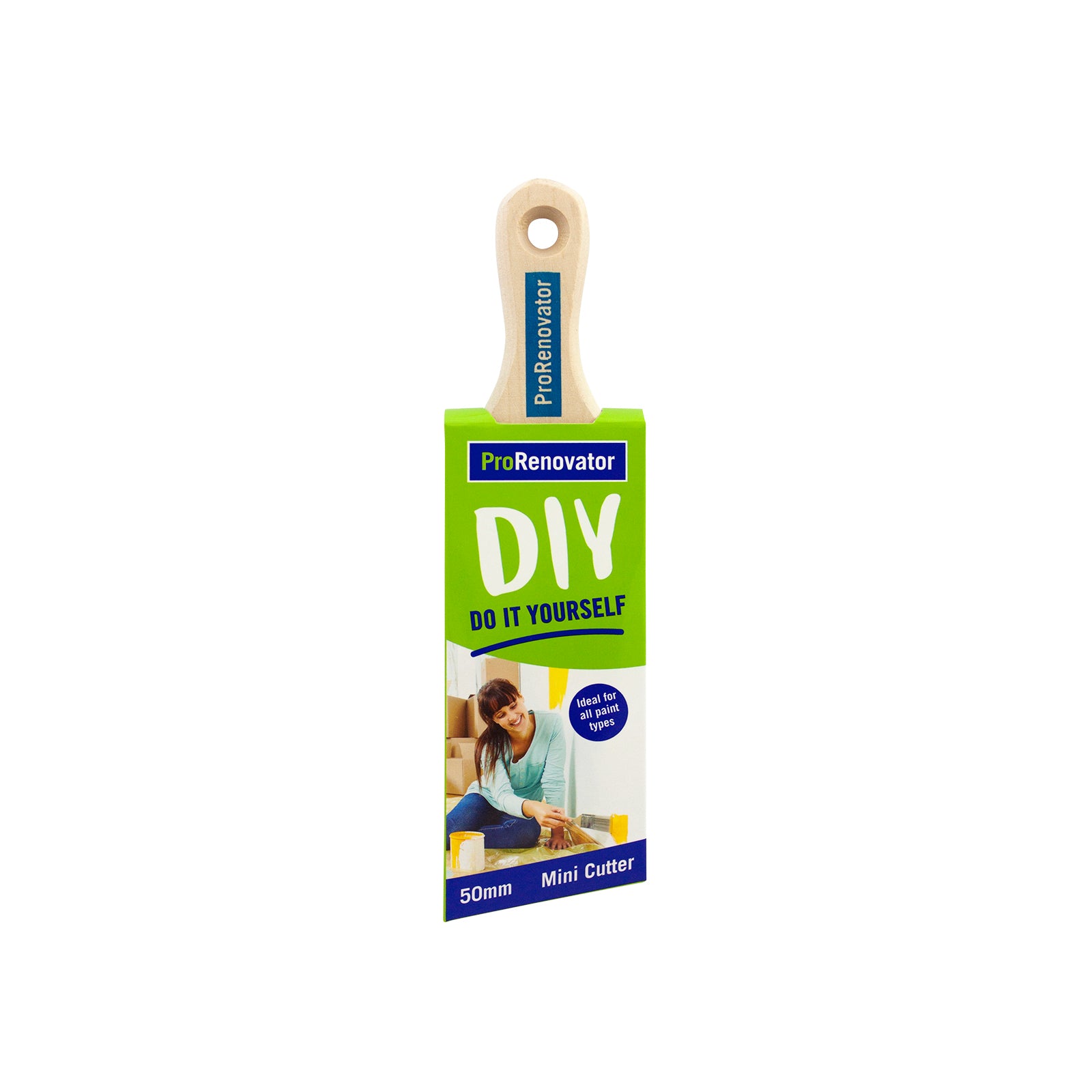 Pro Renovator 50mm Mini Cutter Angled Trim Paint Brush, Synthetic Filament, Timber Handle
