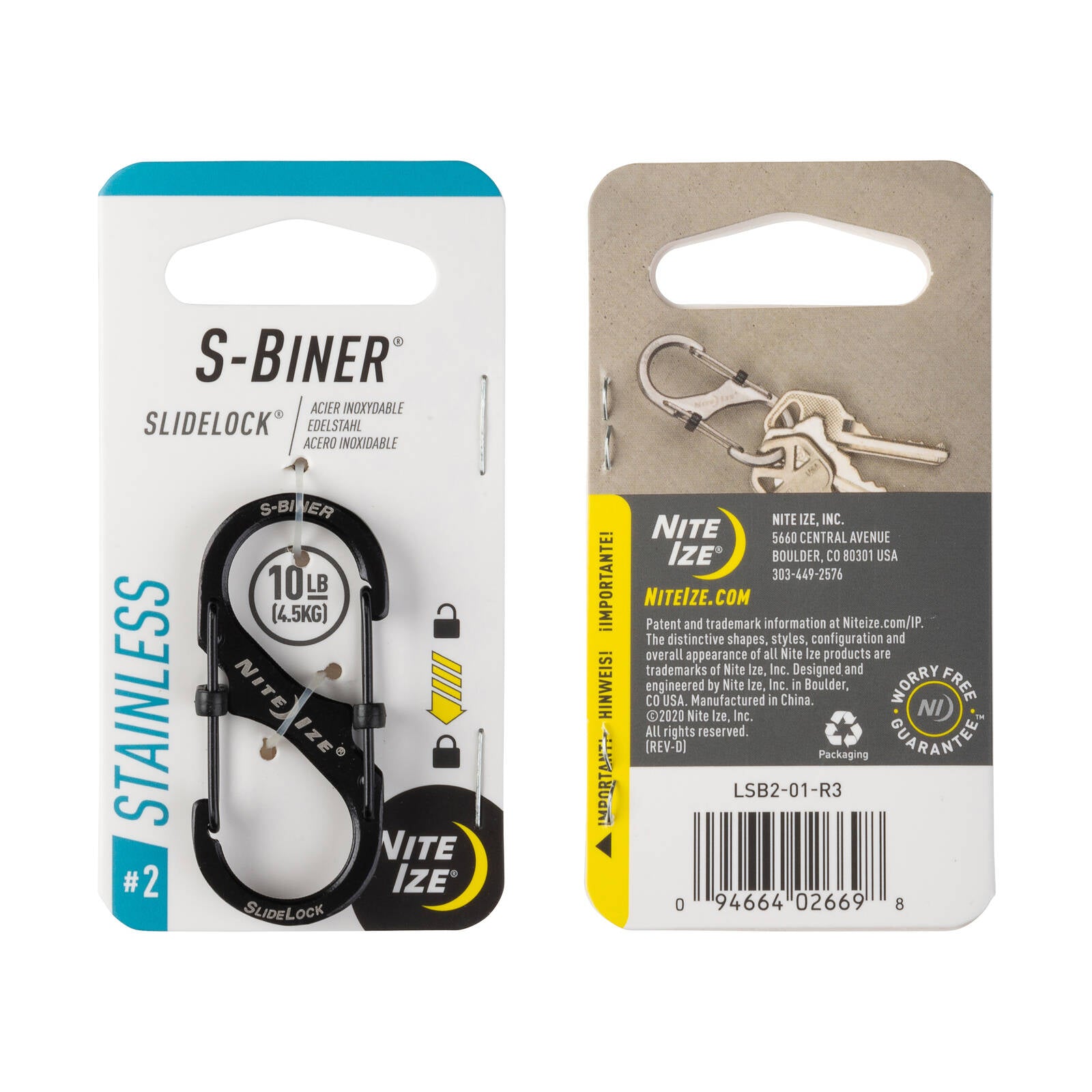 Nite Ize No 2 Black S-Biner SlideLock 50 x 22mm