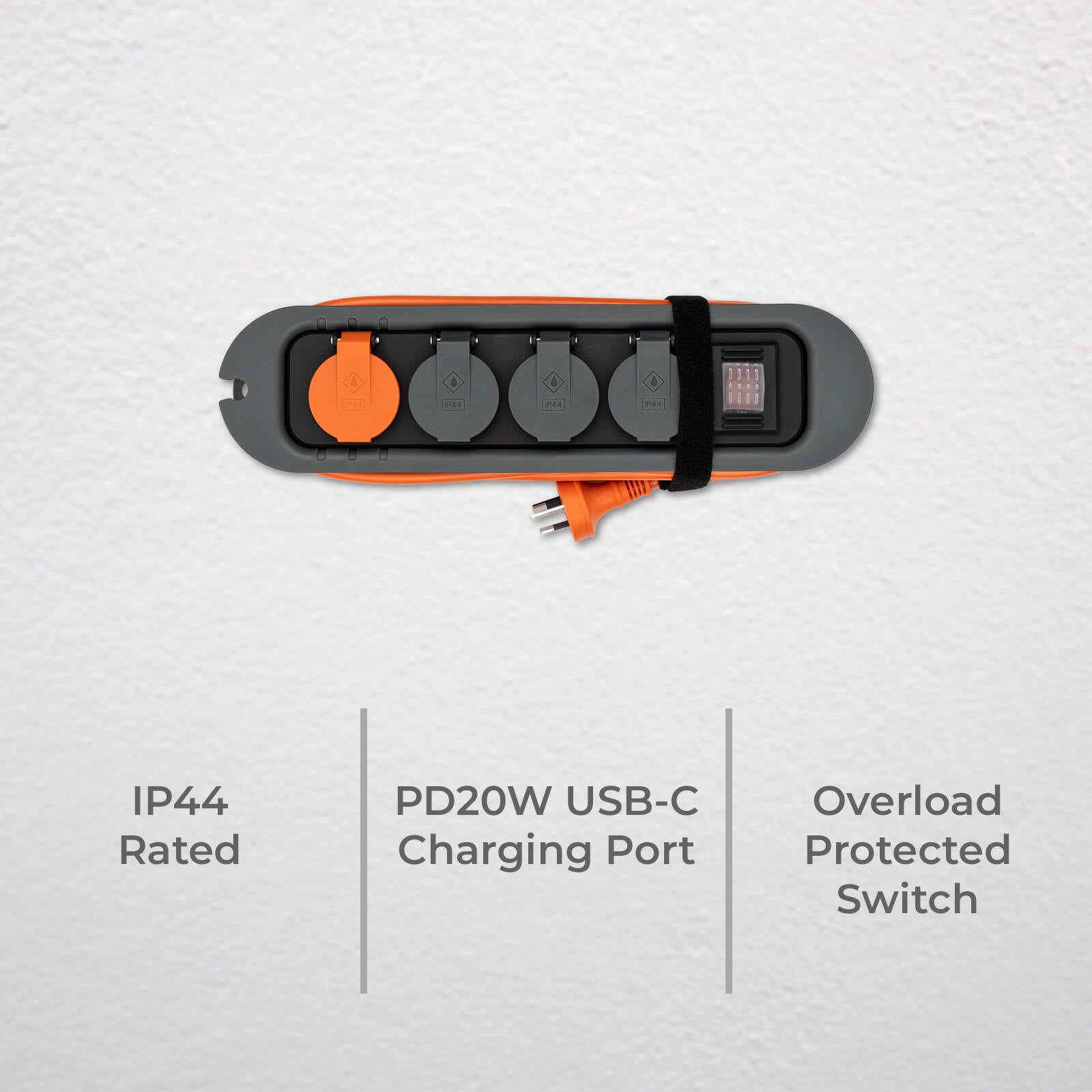 DETA Trade Tuff 3 Outlet Heavy Duty Powerboard PD20W USB-C 3m DPHH03IPAC-3M