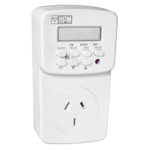 HPM 7 Day Digital Timer 10A 2400W - 14 On/Off Programs, Battery Backup, Double Pole D817/2DP