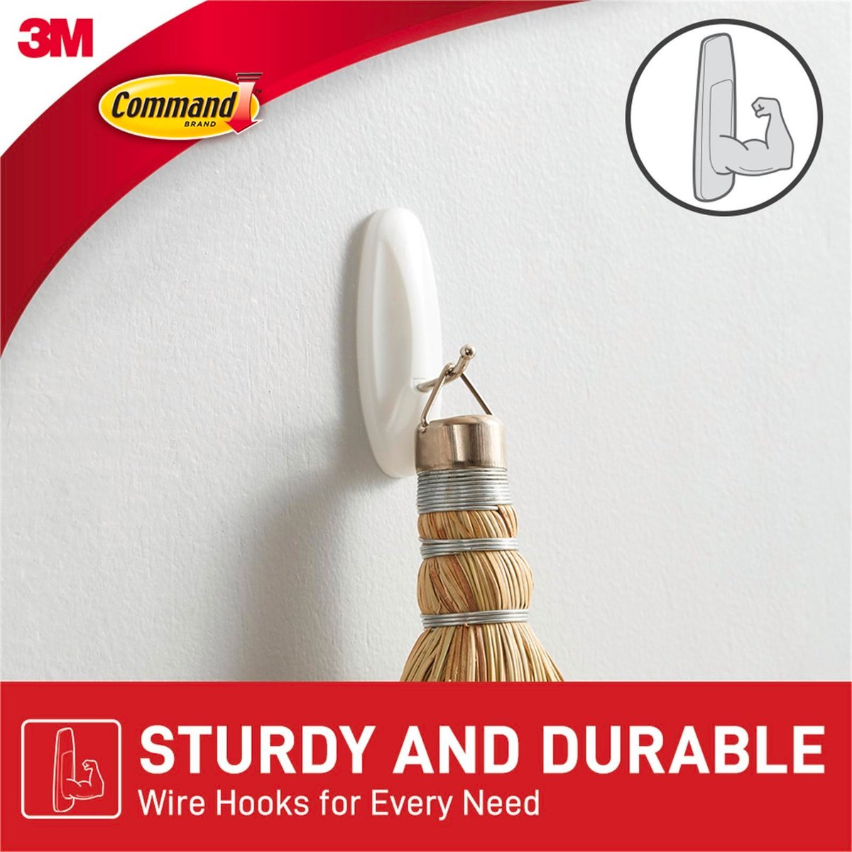 Command Large White Adhesive Wire Hook, Damage-Free - 1 Pack