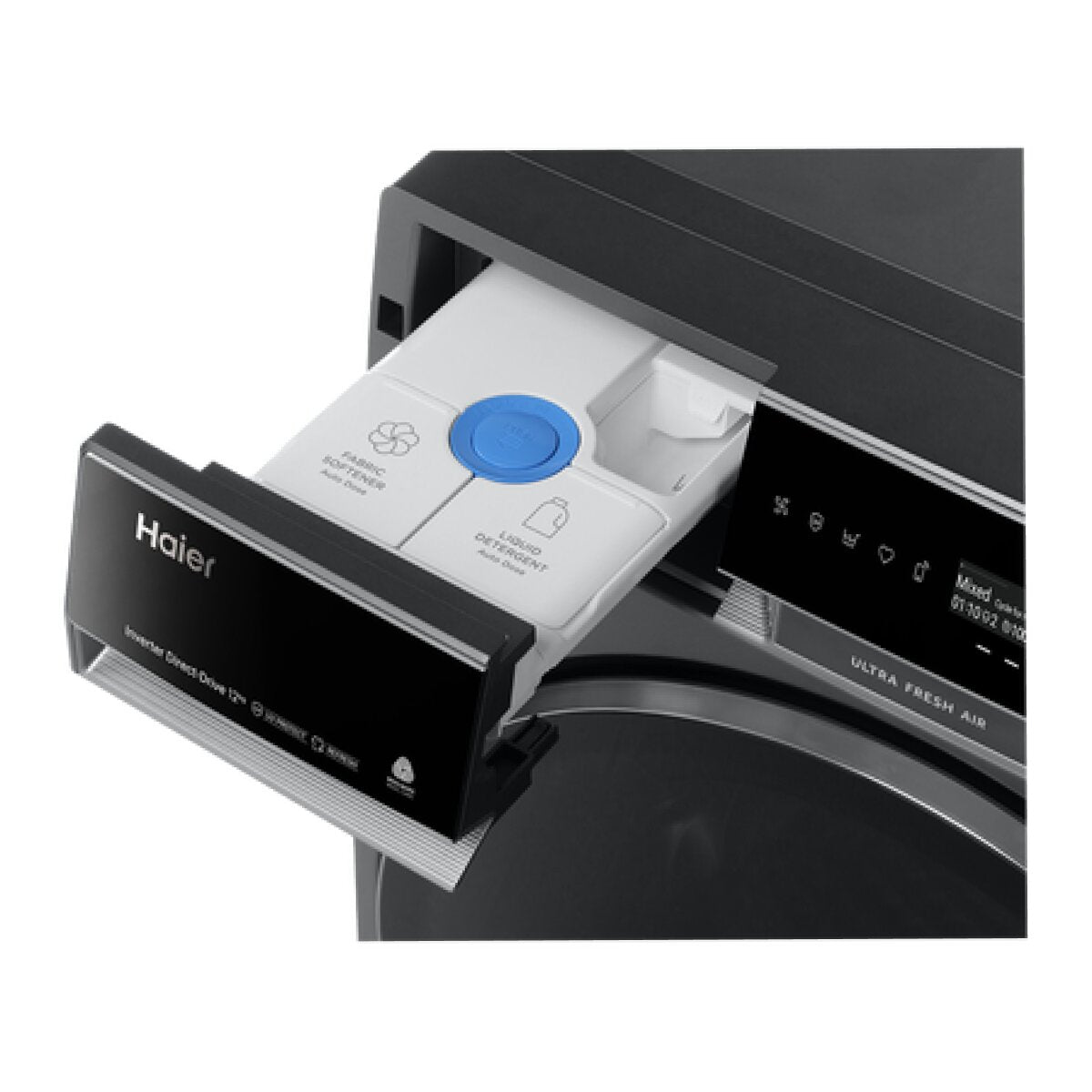 Haier 600 Series 12kg Front Load Washer & 10kg Heat Pump Dryer - Black - Steam Care - HWF12PXB2HDHP10PXB1