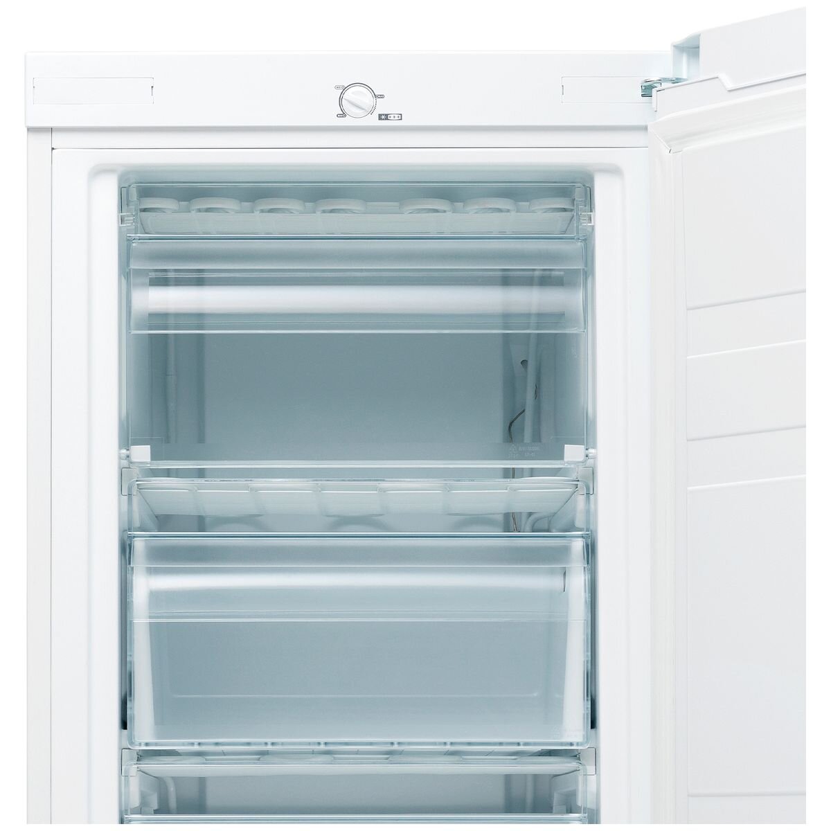 Mykin 162L Upright Manual Defrost Freezer - White, Reversible Door, Recessed Handle - MUF172W